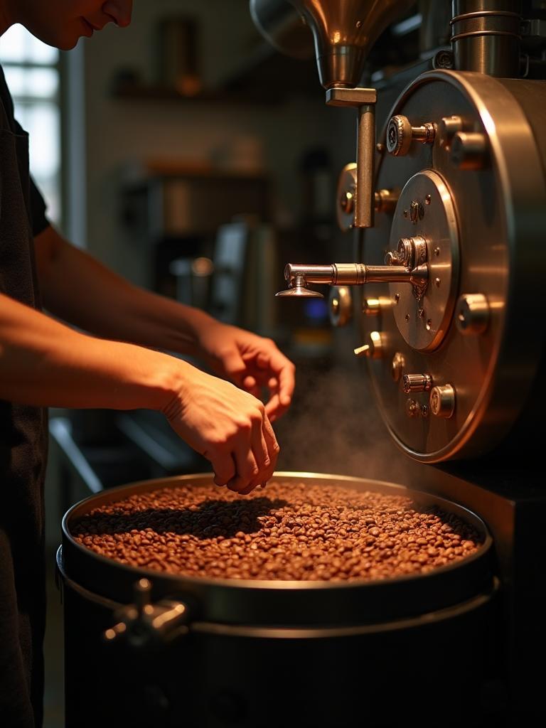 Coffee roasting drum in action